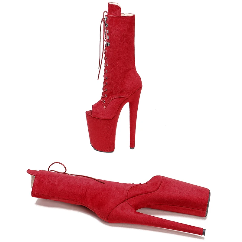 Leecabe  23CM/9inches  Suede Pole dance shoes High Heels Pole Dance boot