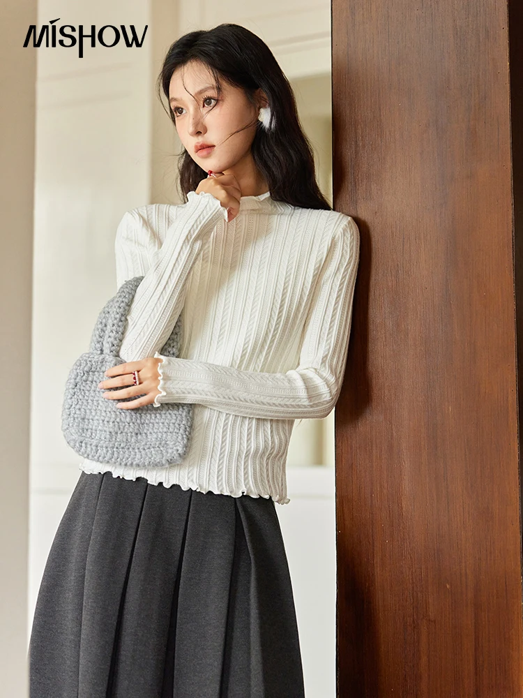 MISHOW рубашка с грибком и краем текстурированный дизайн облегающий женский мягкий