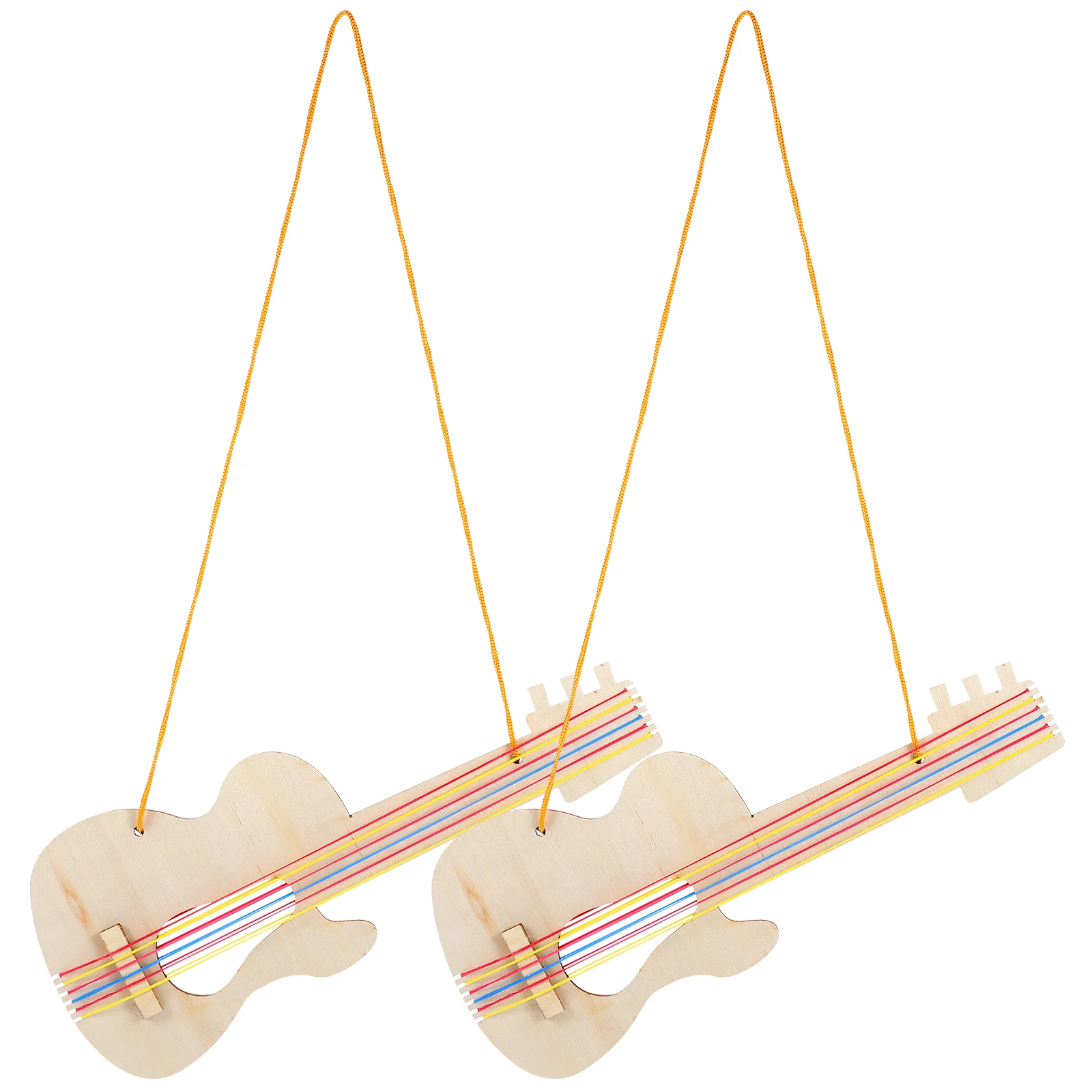 

2 Pcs Manual Wooden Guitar Child Kids' Musical Instruments Unfinished Toy Crafts