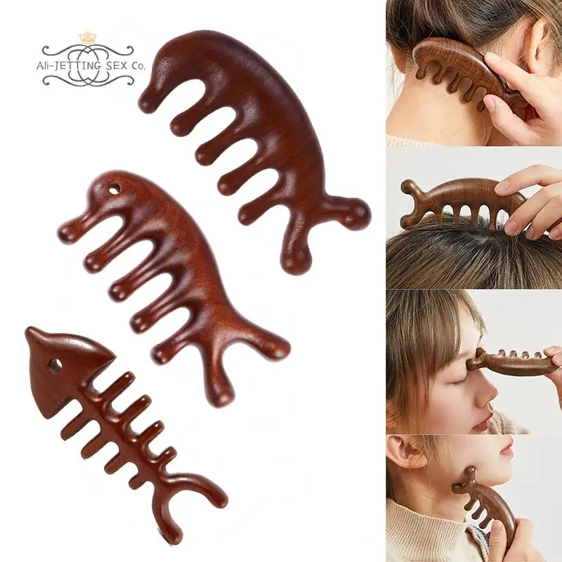 

Массажная расческа из сандалового дерева для циркуляции крови, меридиановая расческа для кожи головы, лечение выпадения волос, Антистатическая широкая зубная расческа