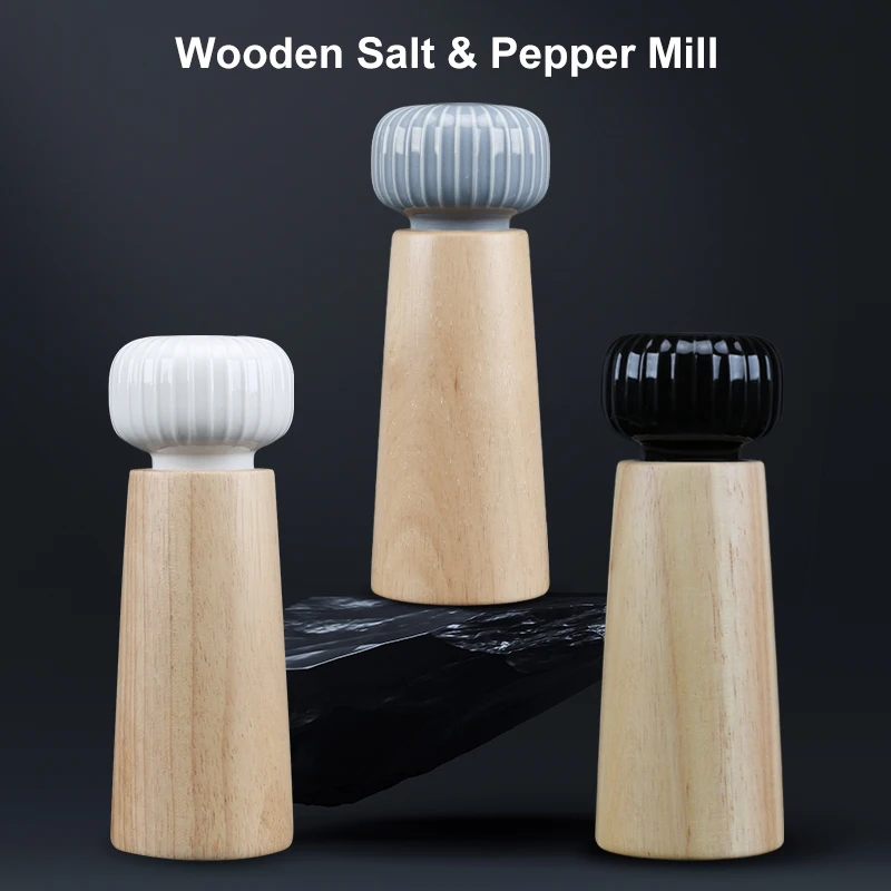 

Manual Pepper Grinder Wood Salt and Pepper Mill Salt Shaker with Ceramic Top Adjustable Ceramic Rotor Spice Grinder