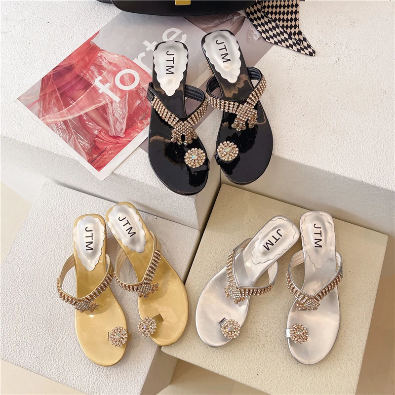 

Модные женские сандалии, новинка 2022, модные сандалии стразы, удобные тапочки, женская обувь