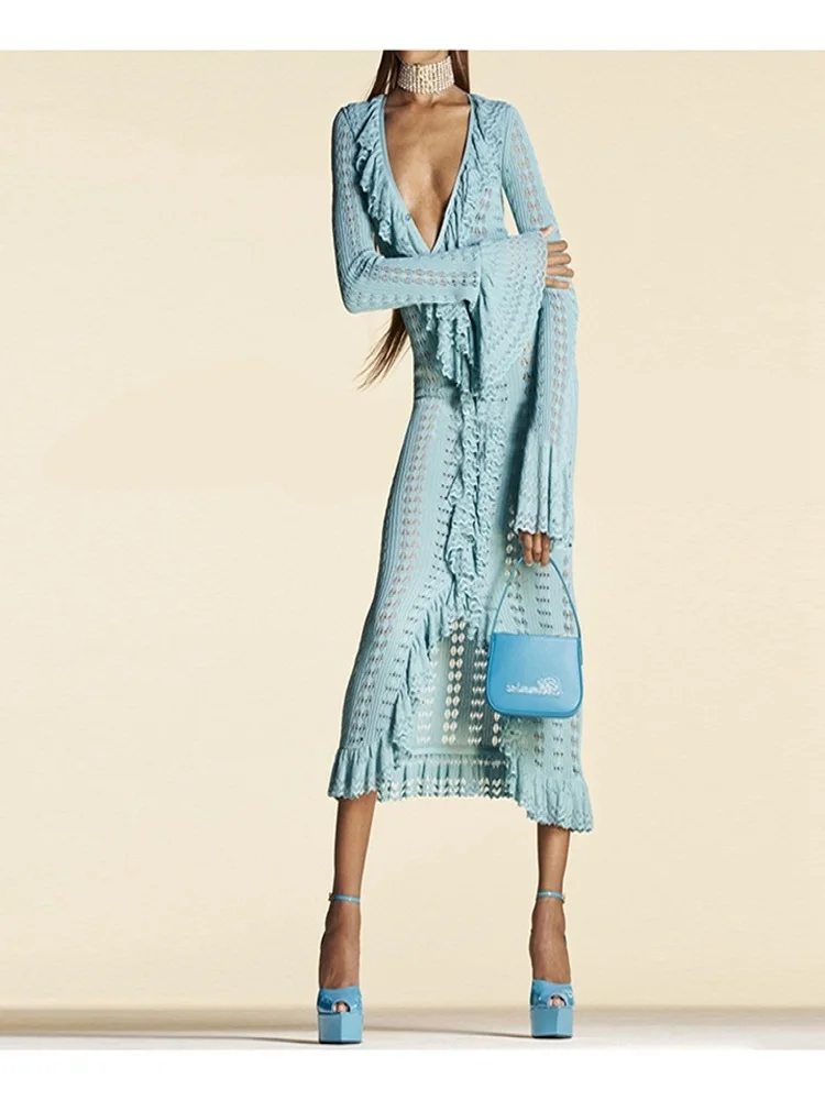 Женская длинная юбка-корсет с оборками длинным рукавом