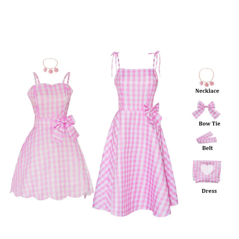 

Women Costume for Margot Robbie Cosplay Pink Dresses Suit Halloween Costumes 2023 Movie Princess Charm School Uniform
