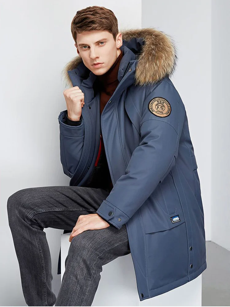 degrees Big -30 Fur Collar White Duck Down Jacket Men Thick Winter 2023 NEW Male Warm Parka Windproof Top Quality Big Pockets