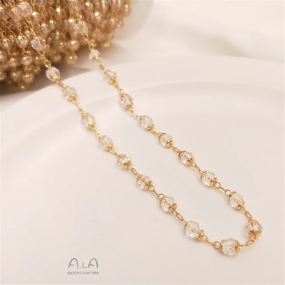 Купи 14K gold plated real gold flower holder clip round zircon chain diy handmade loose chain bracelet necklace jewelry material за 206 рублей в магазине AliExpress