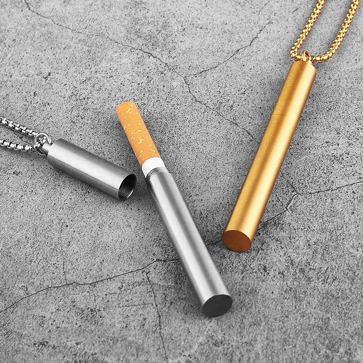 

Last Cigarette Case Stainless Steel Men Women Necklaces Pendants Chain Unique Punk Trendy Jewelry Creativity Gift Wholesale