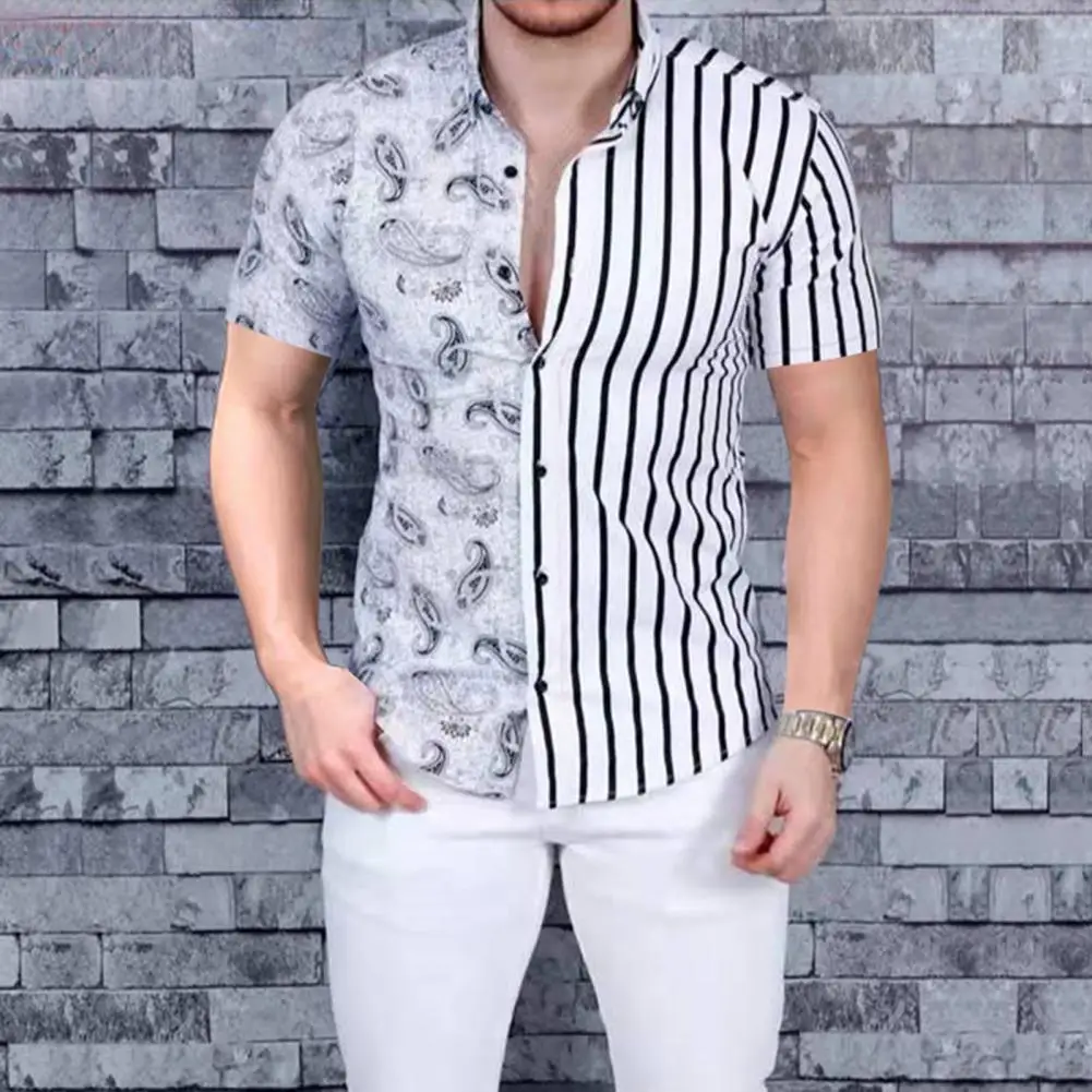 Cashew Nut Chic Wear-resistant Summer Top Turn-down Collar Summer Top Close-fitting for Daily Wear