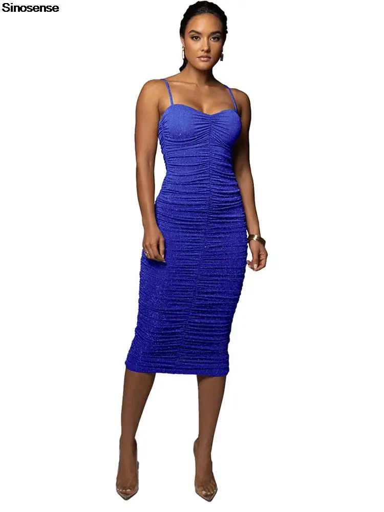 

Women's Ruched V Neck Cami Dress Sexy Backless Sleeveless Stretchy Bodycon Midi Dress Sequin Glitter Stretchy Club Party Outfits