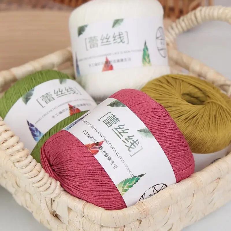 100% хлопчатобумажная кружевная пряжа для вязания крючком тонкая нить рукоделия