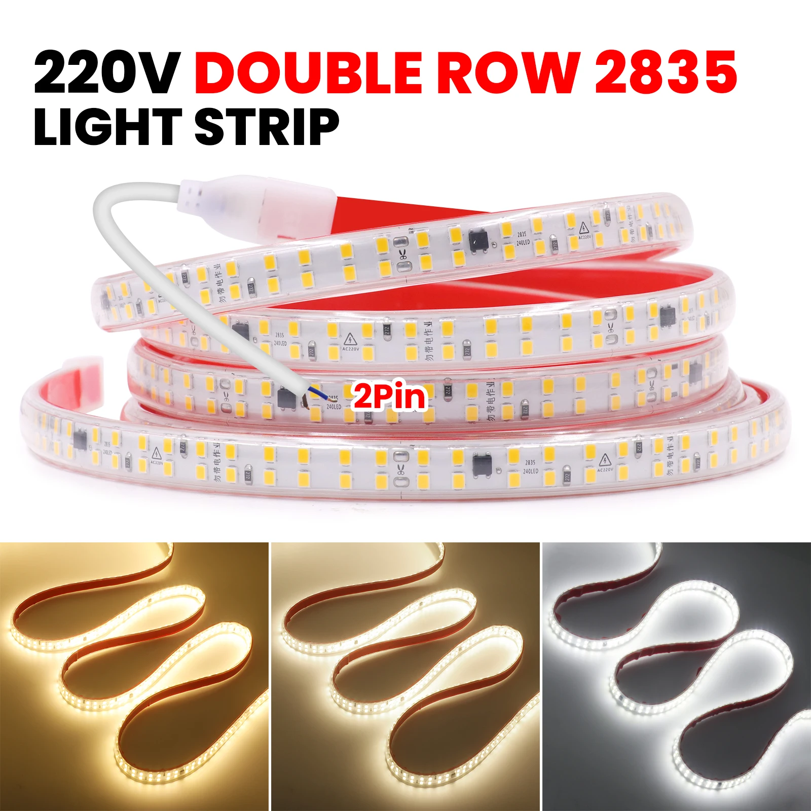 

AC230V Led Strip Light 2835 240LEDs/M IP67 Waterproof Outdoor 220 V Volt Diode Tape Adhesive with IC Flexible Soft Lamp 1M-30M