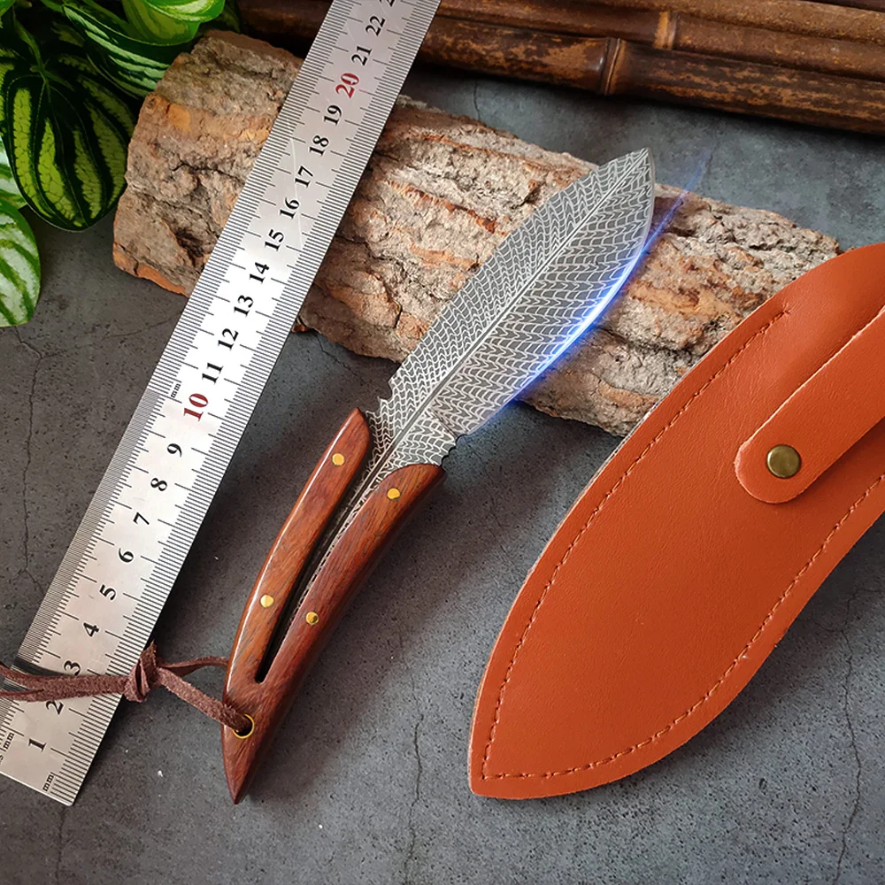 

Portable Camping Knife 4-inch Meat Cleaver Fruit Knife 5cr15 Steel Bubinga Handle Kitchen Knives or Outdoor Boning Knife Tools