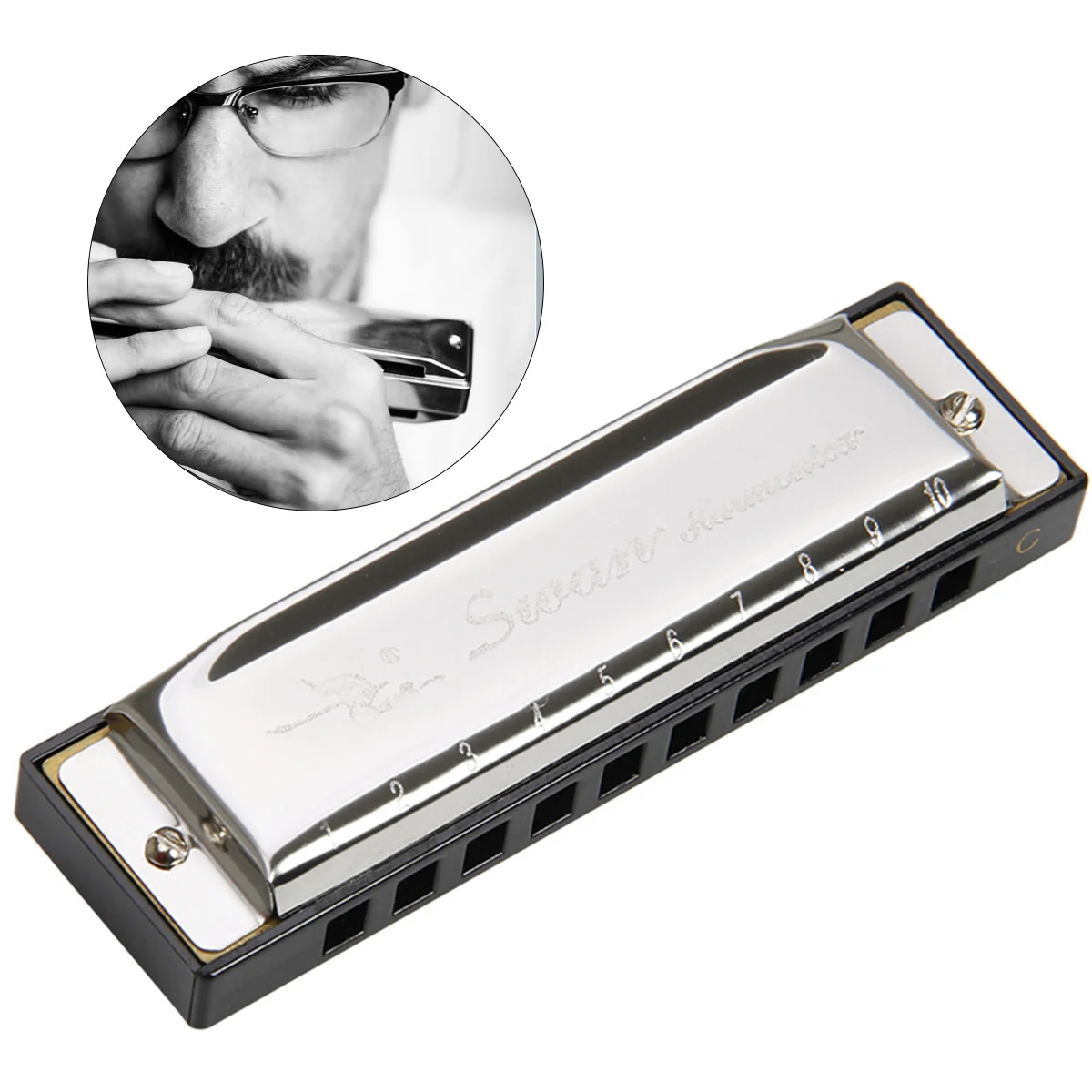 

Swan Harmonica Stainless Steel Toys 10 Holes Musical Instruments 20 Tones Educational Toys for Beginners Kids Party Holidays (