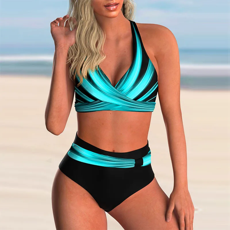 

2022 Push Up Bikini Set Halter Swimsuit Women Summer High Waist Swimwear Female Bathing Suit Bathers Mayo Biquine Beachwear