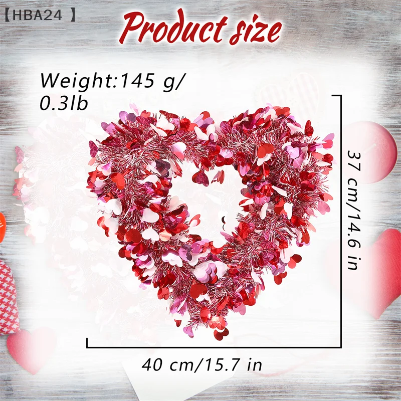 Венки в форме сердца на День святого Валентина красные розовые мишуры венки с