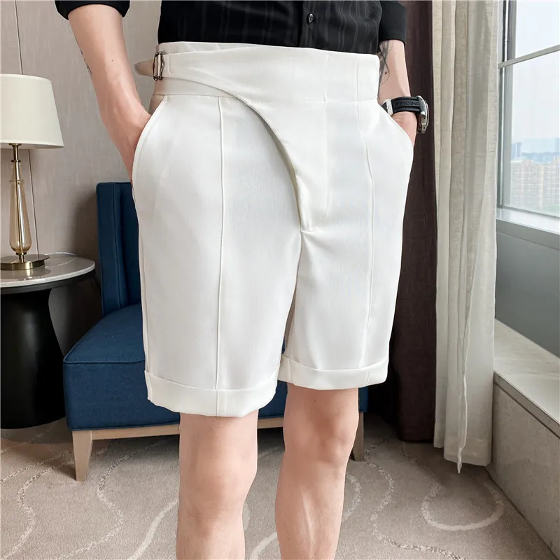Men Summer Business Suits Shorts Men Korean Slim Fit Men Casual Shorts Streetwear Man Shorts Black White Green Apricot 3XL