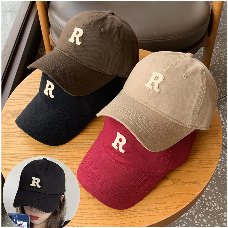 

Men and Woman's Baseball Caps кепка женская Adjustable Casual Embroidered Letter R Cotton Sun Hats Unisex Solid Color Visor Hat