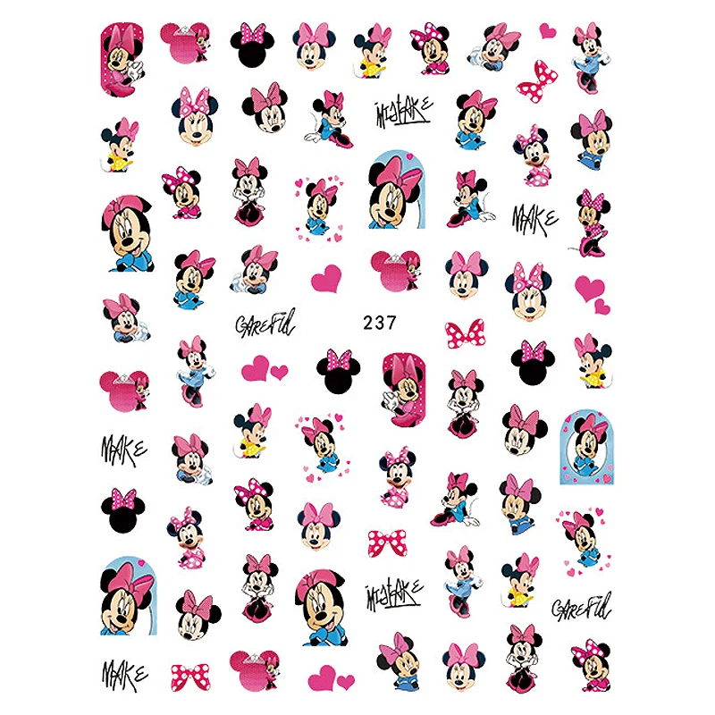 

1PCS Mickey Disney Cartoon Character 3D Nail Art Sticker Stitch Nail Art Decoration Decal Minnie Color Self Adhesive Nail Slider