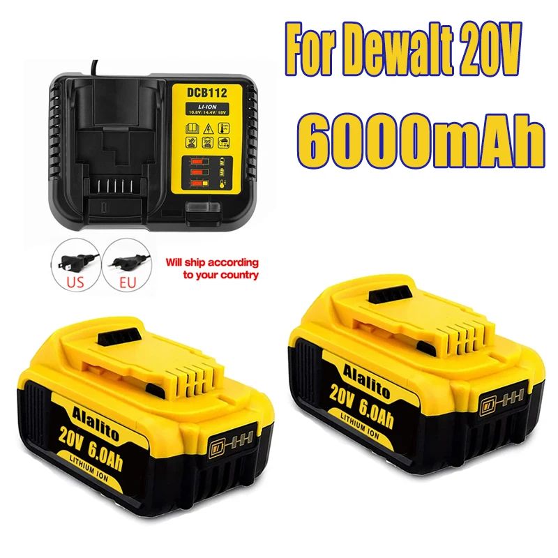 

Сменный аккумулятор для Dewalt DCB200 20 в Ач, совместим с инструментами Dewalt 18 В/20 в, аккумулятор и зарядное устройство