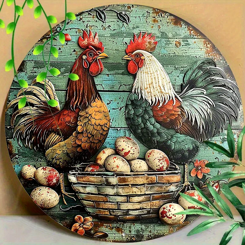 Круглая металлическая алюминиевая вывеска винтажная курятника для дома кофейни