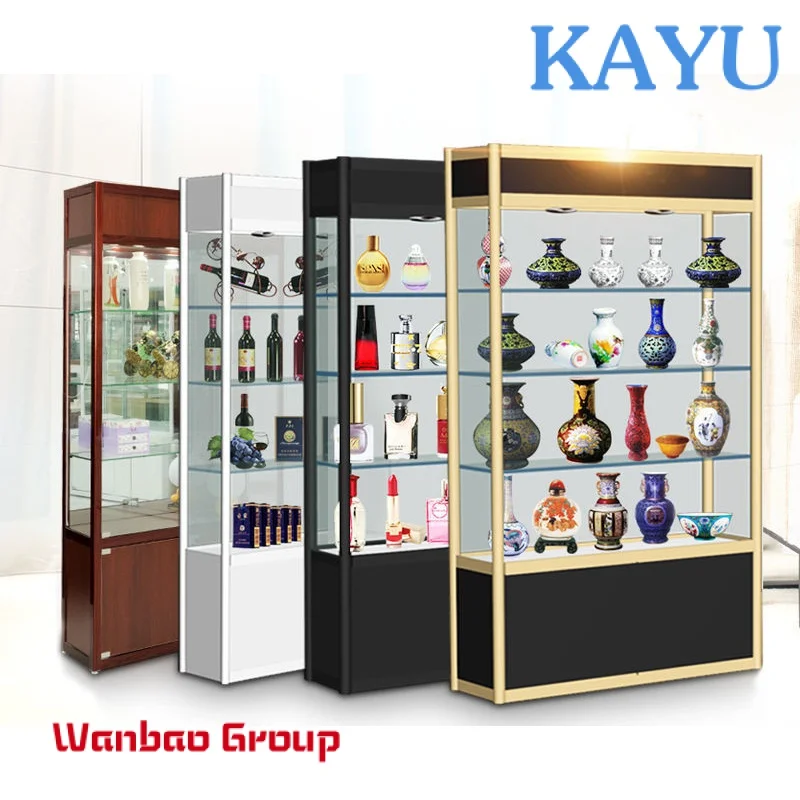 Aluminum Glass Vitrine Simple Style Jewelry Display Cabinet Shop Mall Decoration Display Cases For Jewelry Showcase