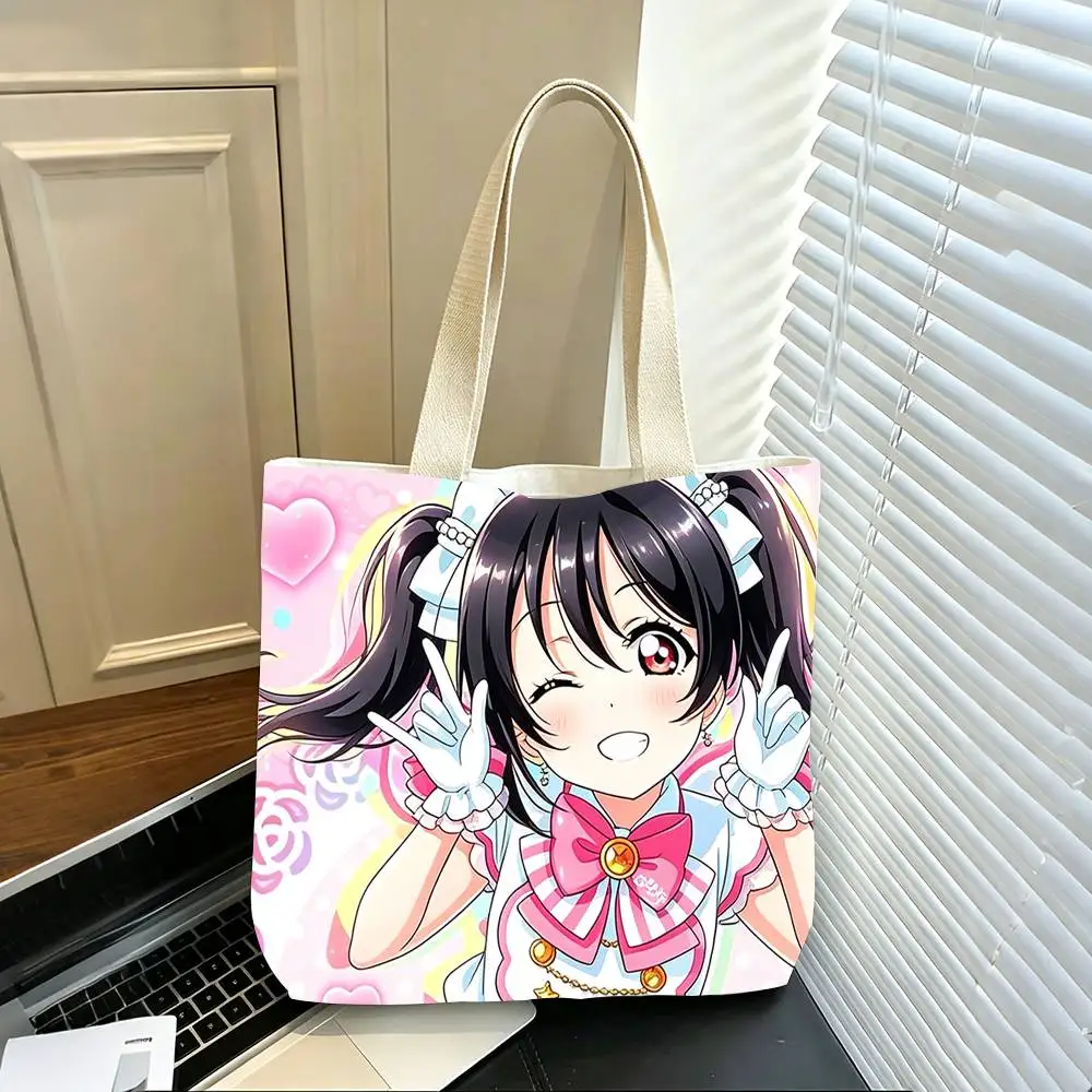 Фото Сумка-шоппер из холщовой ткани с принтом Twin Tail Girl Y-Yazawa Nico Love Live, сумка через плечо, сумка для поездок на работу, сумка для покупок для мам №4