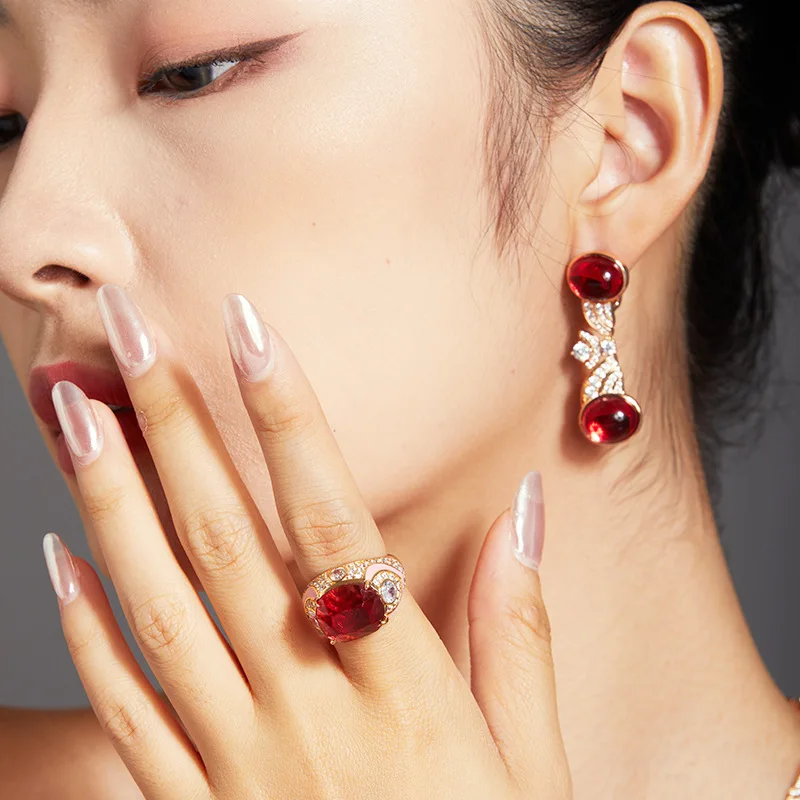 Высококачественное кольцо с имитацией красного сокровища Zhao Lusi женское