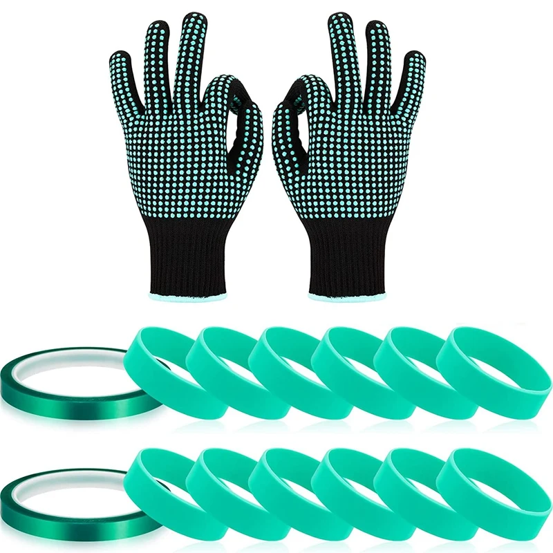 

15 Pcs Sublimation Silicone Bands Kit For 18/20 Oz Skinny Straight Cups With Tape Sleeve Heat Resistant Gloves