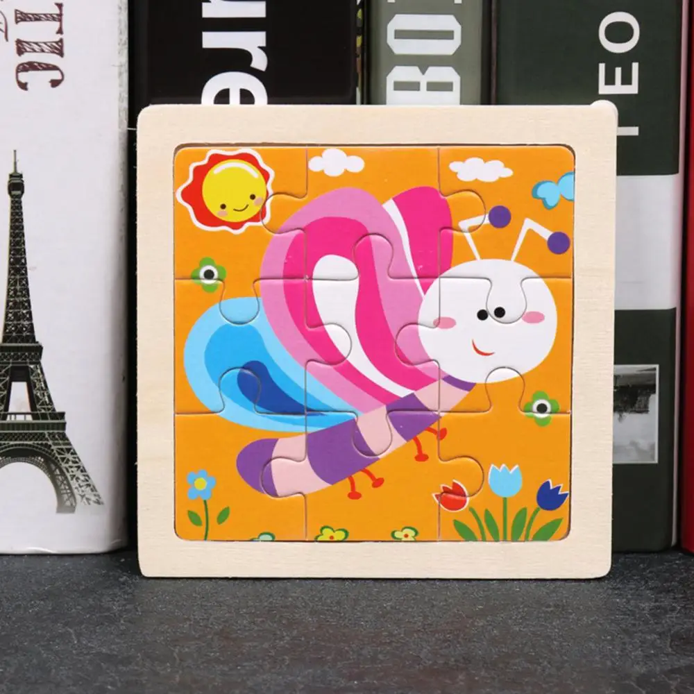 

9Pcs Wooden Cartoon Animals Kids Jigsaw Puzzle Toy Learning Education Panel