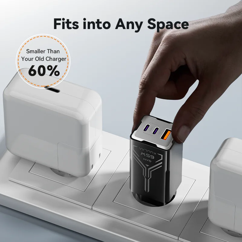 Фото KUULAA 65 Вт GaN зарядное устройство Quick Charge 4.0 3.0 Type C PD USB зарядное устройство для iPhone 15 14 13 Pro Max быстрое зарядное устройство для ноутбука PD зарядное устройство №5
