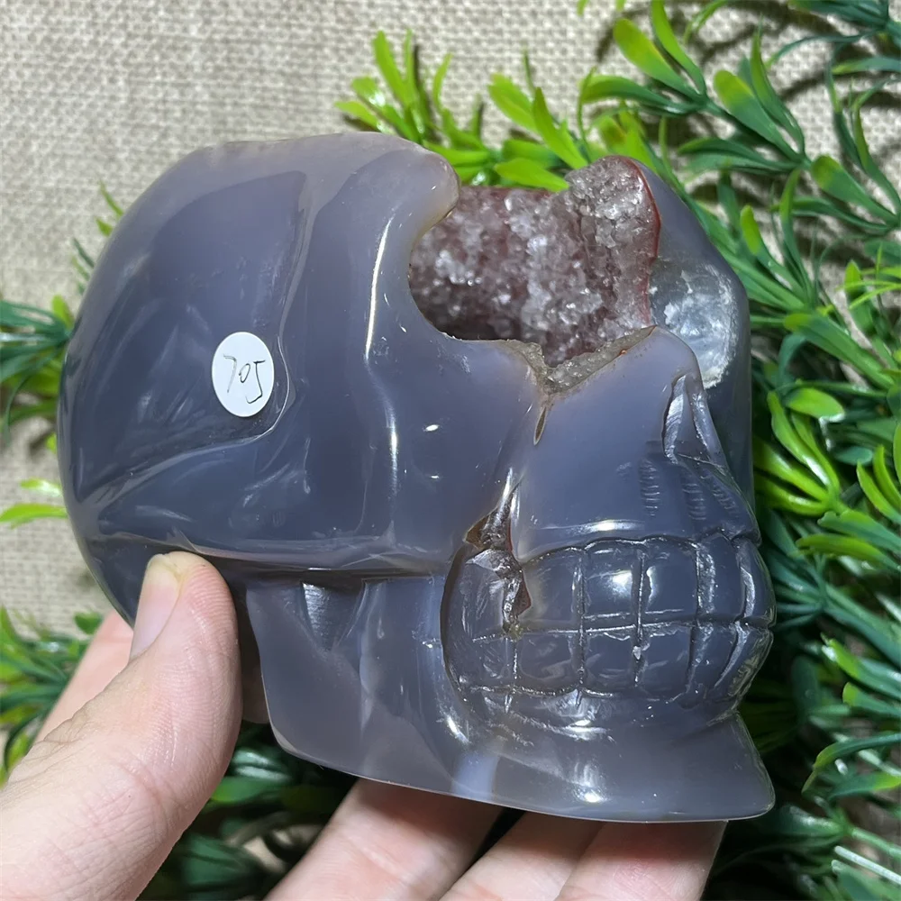 

Череп из натурального хрусталя Друза, агат, жеодовый резьбовой камень, кварц, качественные минералы для красоты, восстанавливающие, духовное украшение для дома