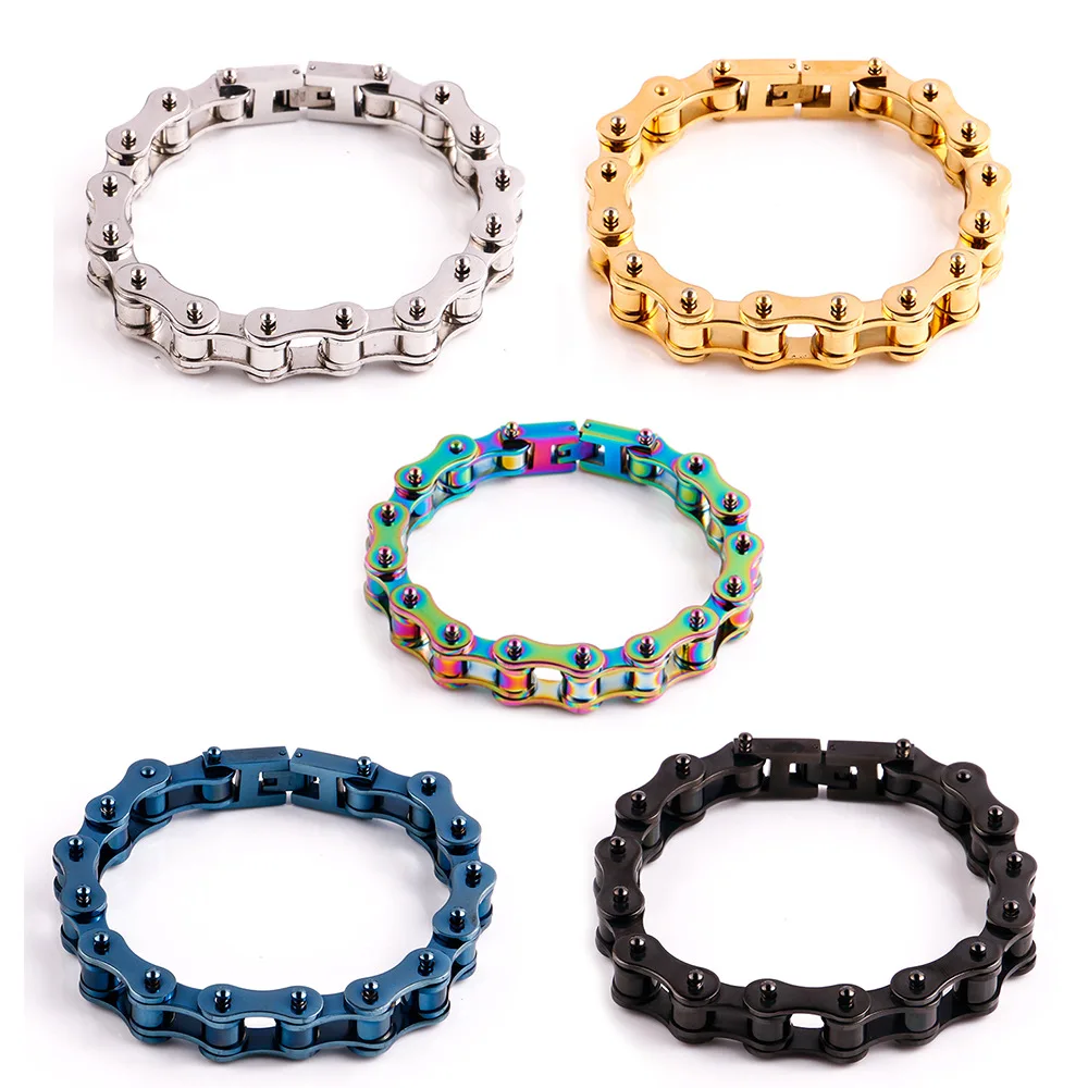 Fashion jewelry stainless steel bicycle chain bracelet for men, punk accessories titanium steel domineering trendy men bracelet