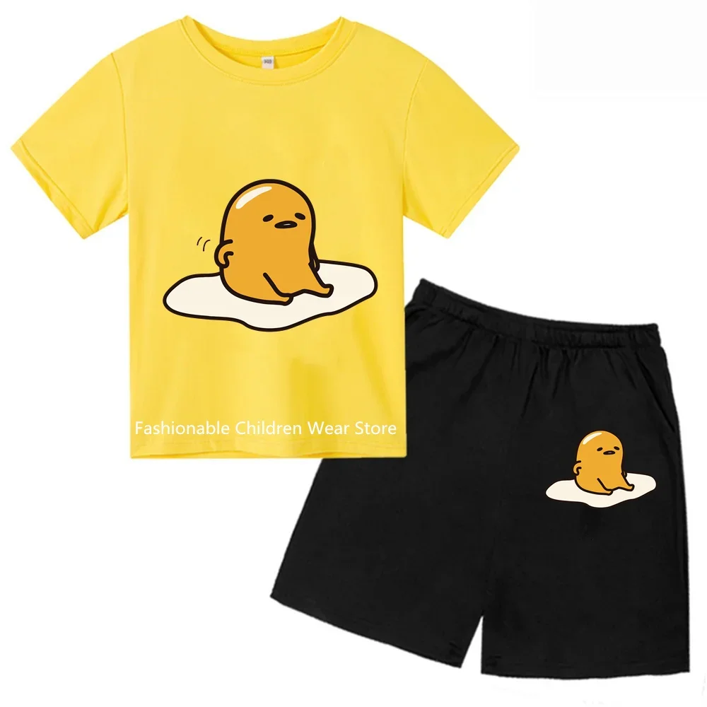 Gudetama 2024 модная коллекция с коротким рукавом-комплекты футболок для мальчиков и
