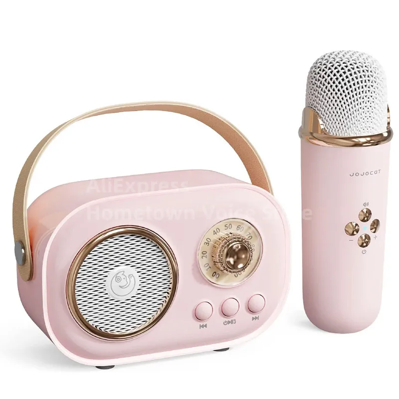 

Mini Outdoor Karaoke Bluetooth Speaker Portable With Wireless Microphone Card Subwoofer High Volume Caixa De Som Children's Gift