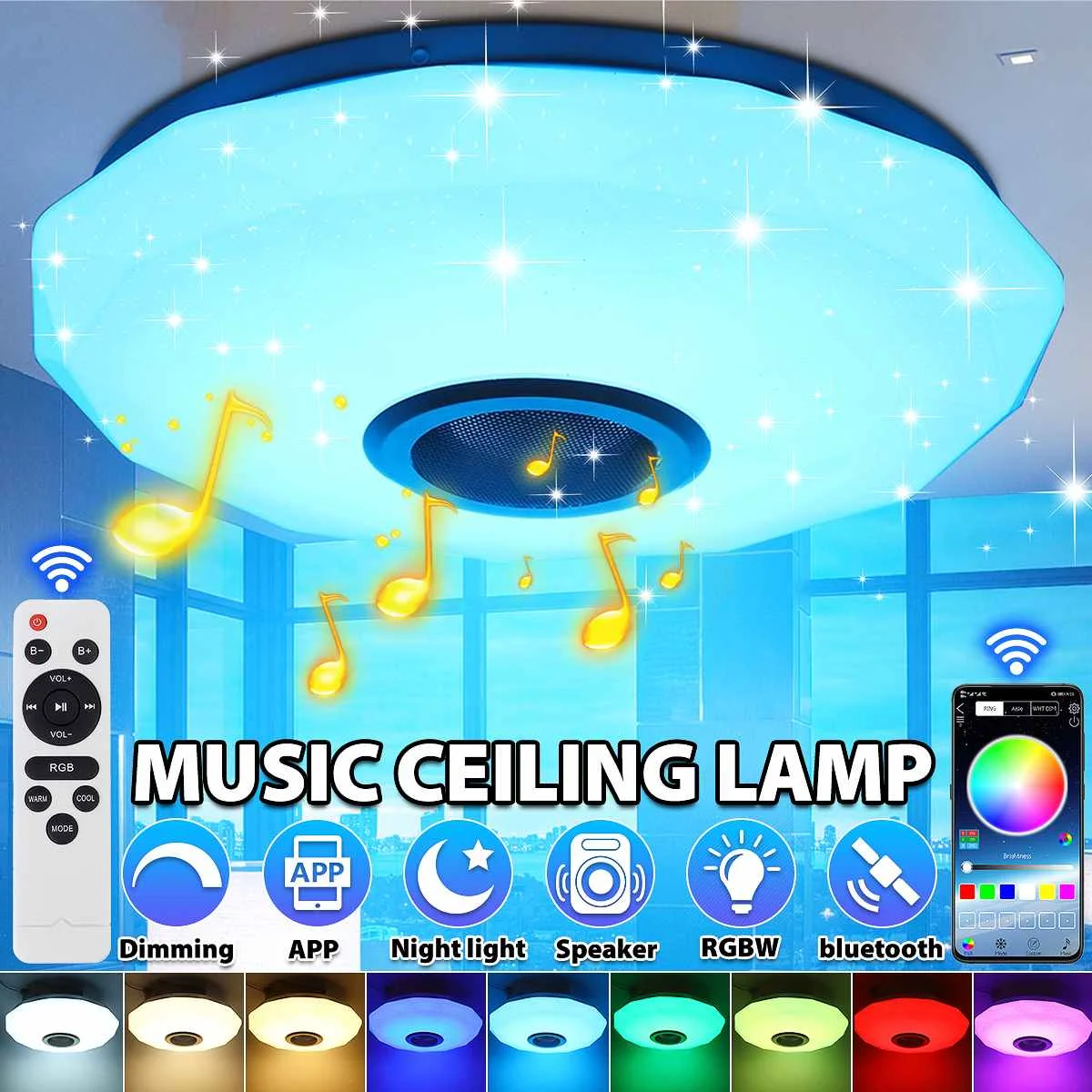 36W RGB Dimmable Music Ceiling lamp Remote&APP Control Ceiling Lights AC180-265V for Home bluetooth Speaker lighting Fixture