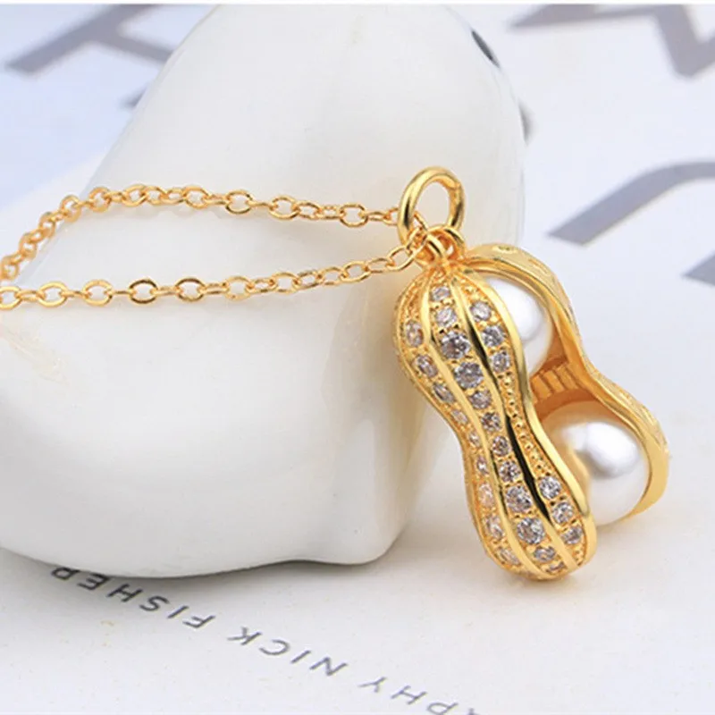 

Vietnam Sand Gold Necklace Creative Personality Gold Flower Health White Pearl Pendant Gold Necklace Jewelry Korean Collar Chain