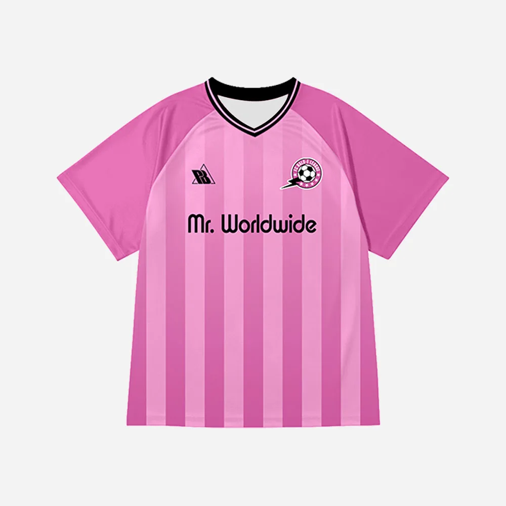 Фото Футболка Pitbull Mr. Worldwide 305 Pink Jersey, свободная летняя унисекс-футболка с коротким рукавом, повседневная уличная одежда, мужская футболка с V-образным вырезом и принтом №2