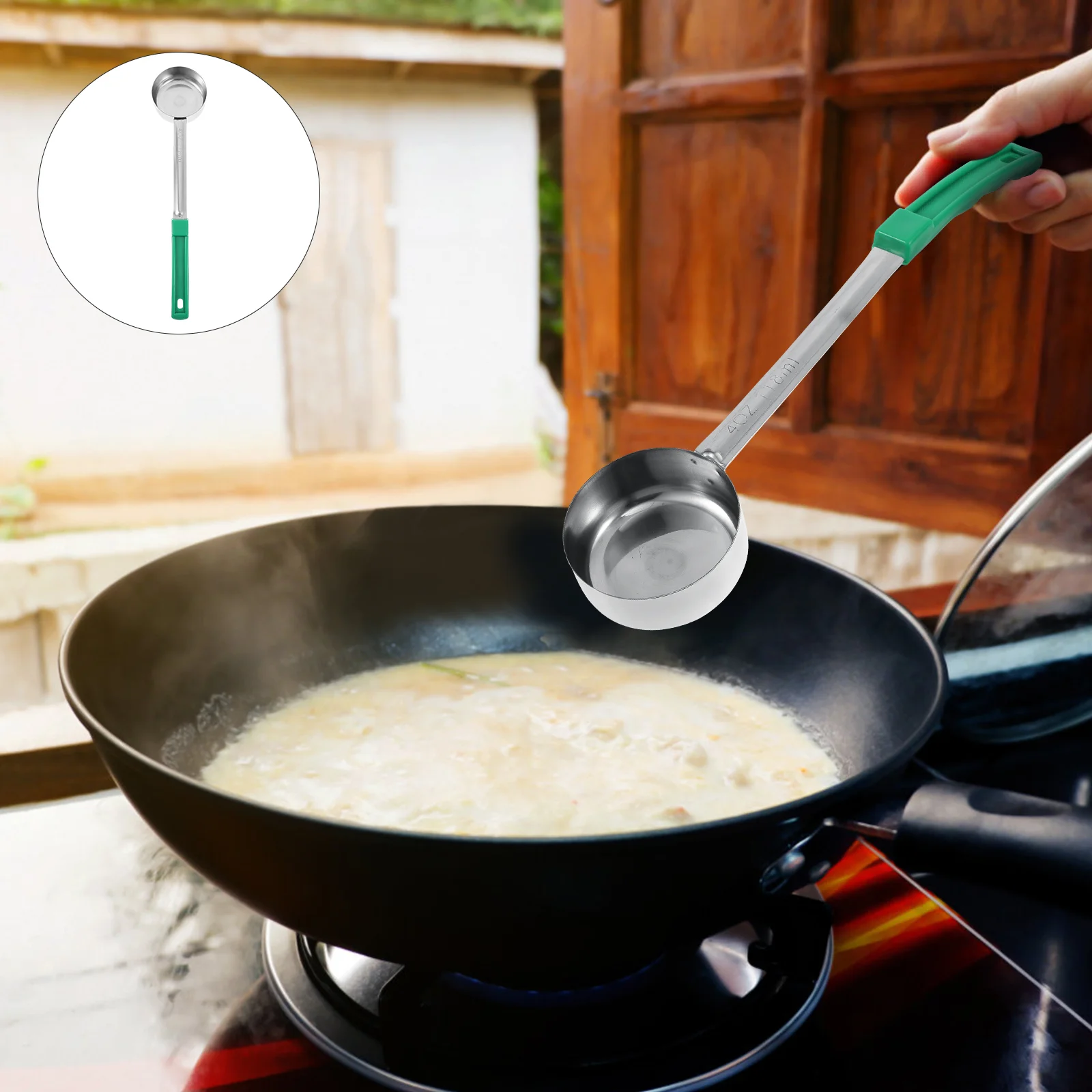 

Ladle Portion Serving Soup Control Sauce Spoon Scoop Spoons Gravy Handle Kitchen Steel Portioner Stainless Ladles Measuring