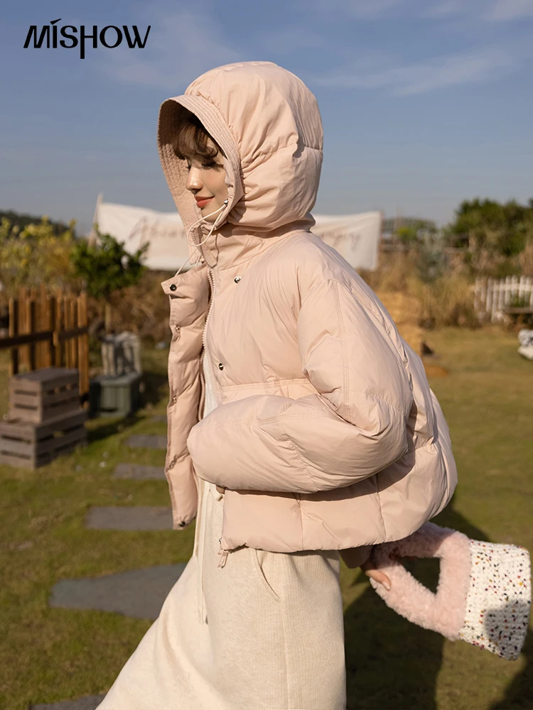 MISHOW Down Jacket Women 2022 Winter Korean Hooded Zipper White Duck Velvet Short Parkas Warm New In Outdoor Clothes MXB45Y0128