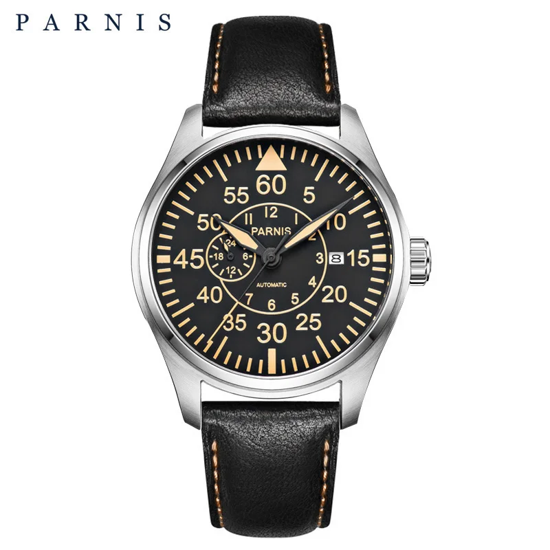 

Часы мужские механические с кожаным ремешком, 44 мм