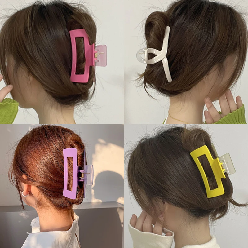 

2022 New Claw Clip For Women Tough Colorful Plastic Hair Claw Large Size Hair Clamps Claw Clip Crab Chic Hair Accessories Gifts