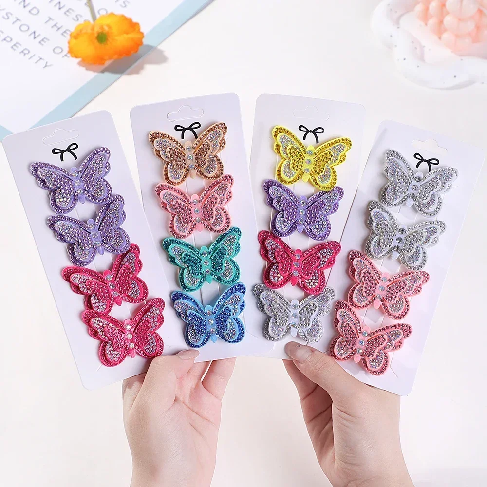 4Pcs/set Boutique Butterfly Hair Clip for Children Lovely Headwear Hairgripes Kids Hairpins Girls Barrette Head Ornaments Gift