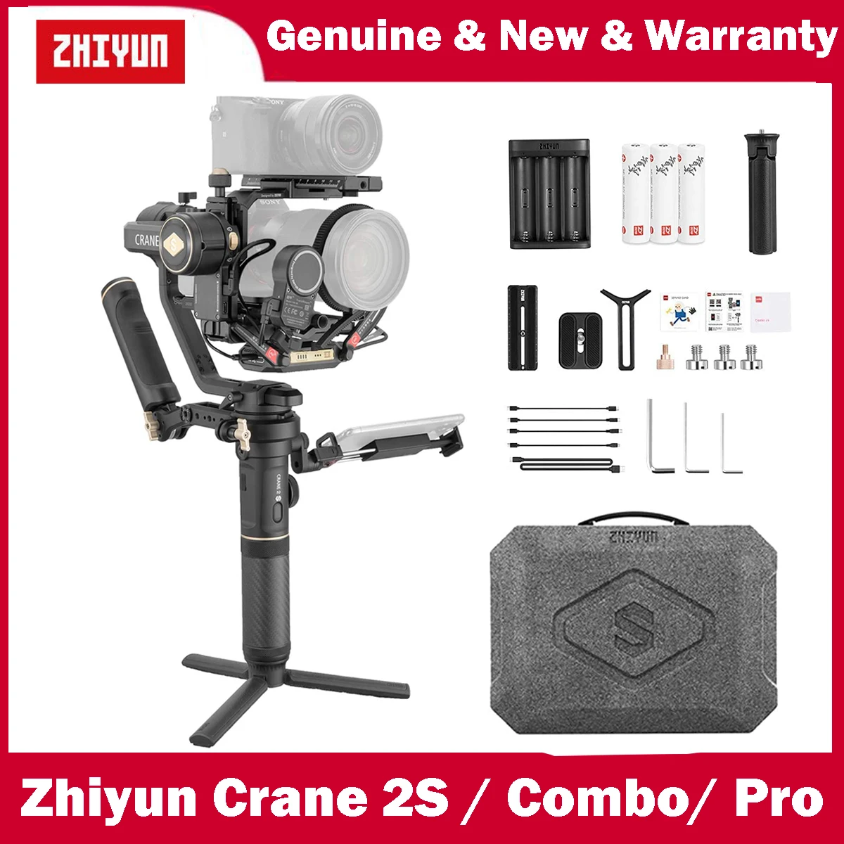 3-осевой Профессиональный карданный стабилизатор Zhiyun Crane 2S Для беззеркальных