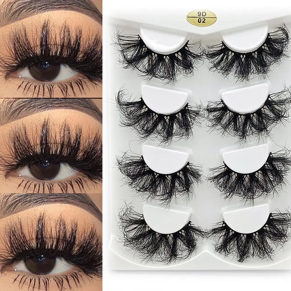 

SKONHED 5 Pairs Women Beauty Wispy Thick Long Eye Lashes Fuffy Lashes False Eyelashes Volume 8D Faux Mink Dramatic