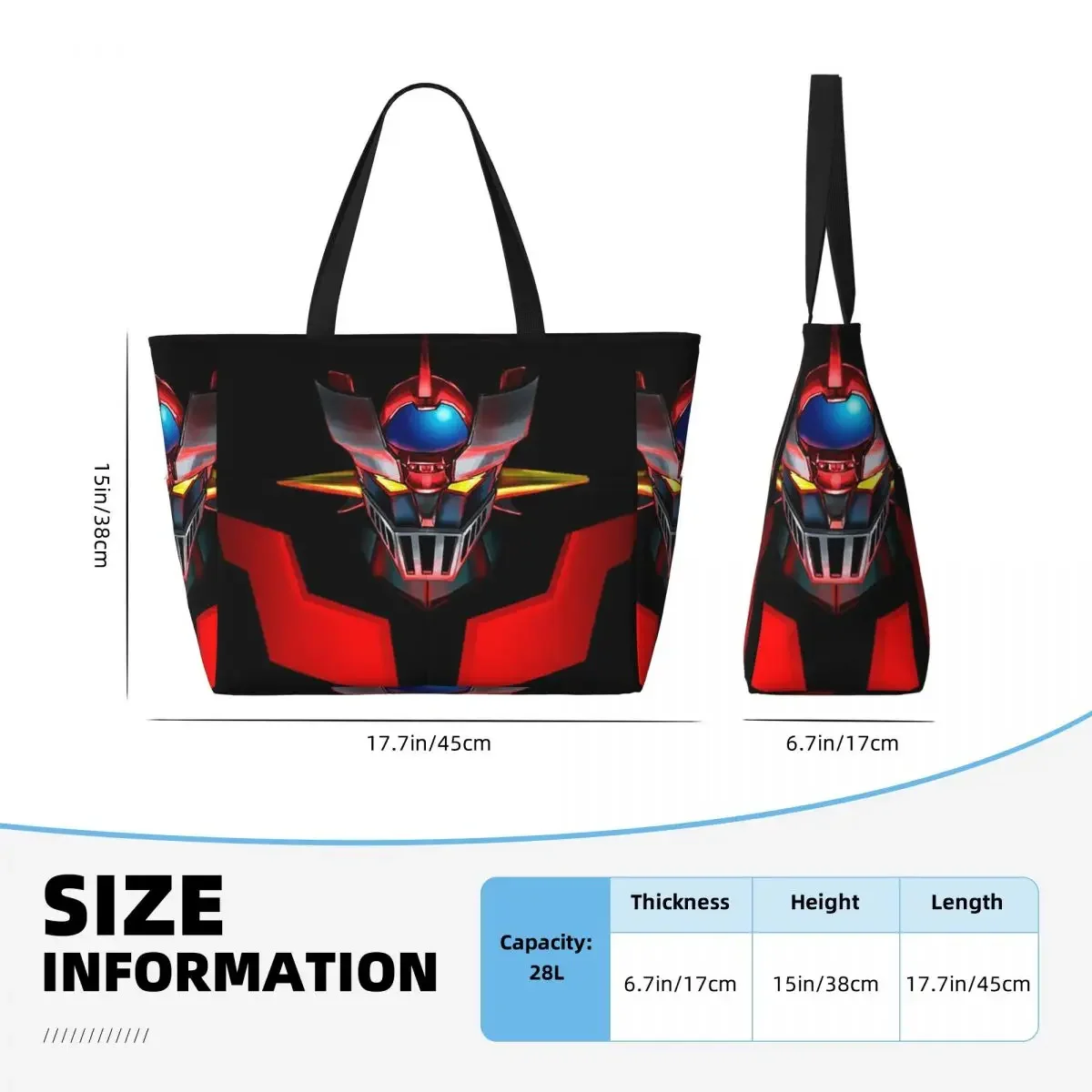 Фото Сумка-тоут Nordic Mazinger Z Anime UFO Robot Sofa Grendizer Goldorak Beach Tote Bag Yoga Duffle Large Tote Bag, женская дорожная сумка, сумка для фитнеса №4