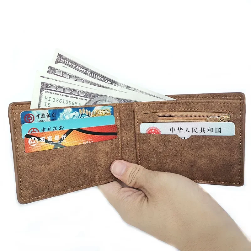 New Business Men Wallets Small Money Purses Wallets New Design Dollar Price Top Men Thin Wallet with Coin Bag Zipper Wallet