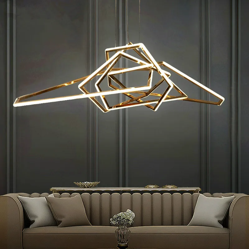 

Modern Luxury Gold Lustre Stainless Steel Dimmable Led Pendant Lights Villa Living Room Led Hanging Lamp LED Lamparas Luminarias