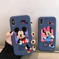 disney minnie mickey donald duck phone case for iphone 13 12 mini 11 pro xs max x xr 7 8 6 plus candy color blue soft silicone