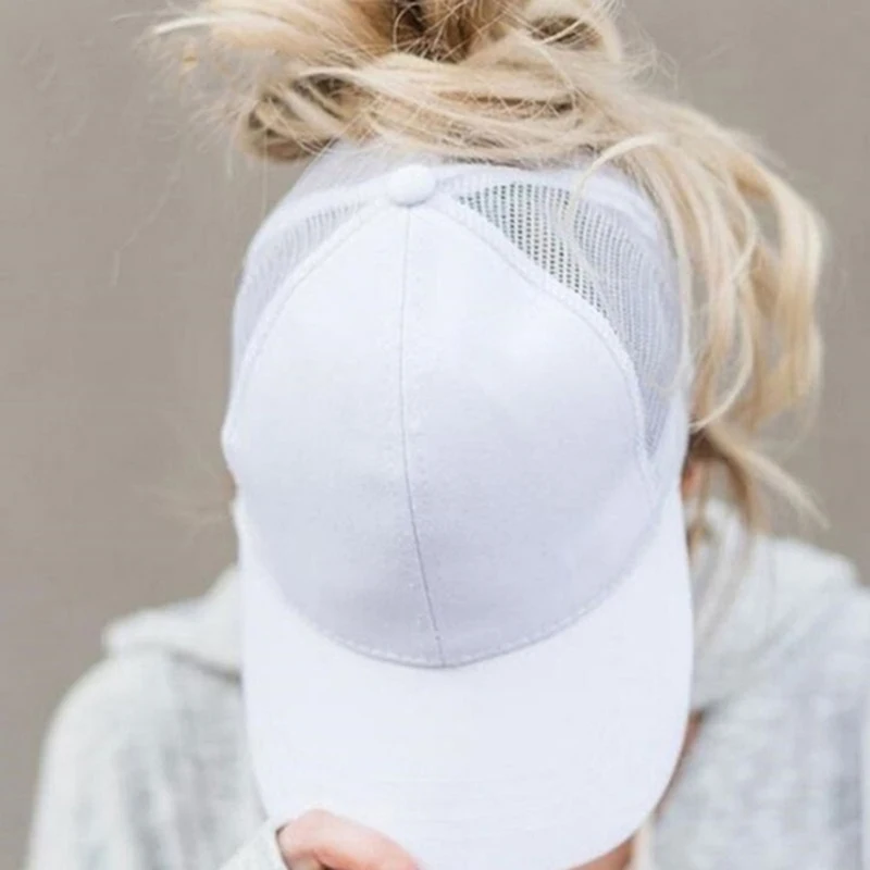 

Baseball Cap Casual Sport Caps Women Vacation Snapback Cotton Comfort Summer Hats Adjustable Open Hole Messy Bun Hats