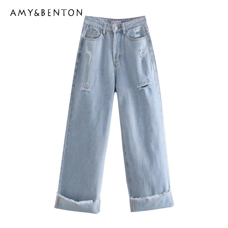 

European and American Loose Jeans 2023 Spring Women's Clothes New Street Style High Waist Trousers Baggy Denim Pants for Women